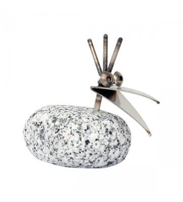 Steinvogel Küken ca. 10 cm aus Granit und Edelstahl  Naturstein Deko