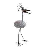 Steinvogel aus Granit und Edelstahl ca. 45 cm  Natursteindeko Gartenfigur