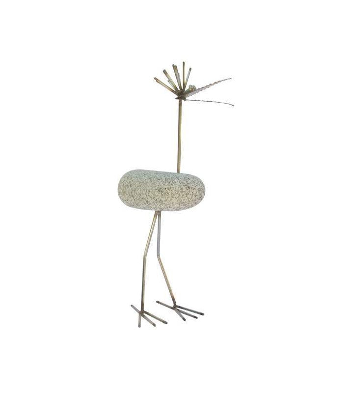 Steinvogel aus Granit und Edelstahl ca. 45 cm – Natursteindeko