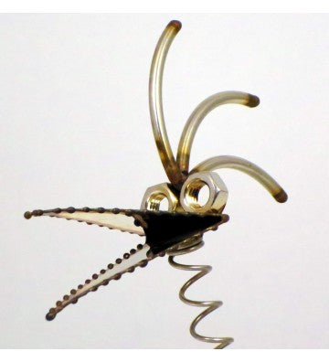 Steinvogel mit Wackelhals aus Granit und Edelstahl ca. 50 cm Natursteindeko Gartendeko