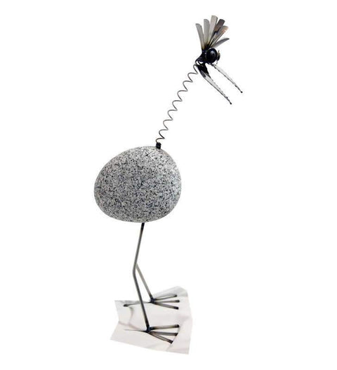 Steinvogel SV 180 ca. 51cm hoch aus Granit und Edelstahl Original Gebrüder Lomprich