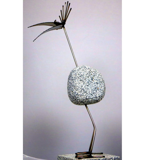 Steinvogel SV 509 ca. 62cm hoch aus Granit und Edelstahl