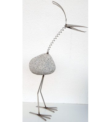 Steinvogel SV 680 ca. 100cm hoch mit Wackelhals aus Granit und Edelstahl