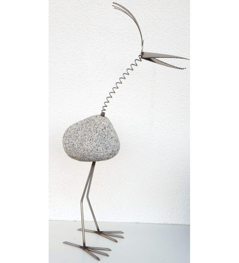 Steinvogel SV 680 ca. 100cm hoch mit Wackelhals aus Granit und Edelstahl