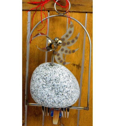 Steinvogel SV Papagei ca. 35cm zum Hängen aus Granit und Edelstahl Original Gebrüder Lomprich