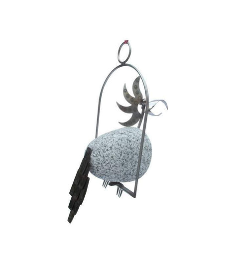 Steinvogel SV Papagei ca. 35cm zum Hängen aus Granit und Edelstahl Original Gebrüder Lomprich