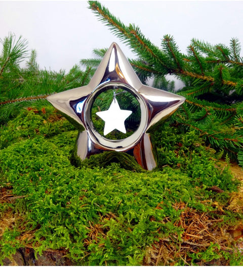 Stern aus Keramik chromglänzend ca. 16cm hoch