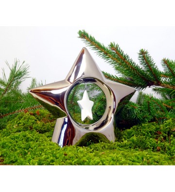 Stern aus Keramik chromglänzend ca. 16cm hoch