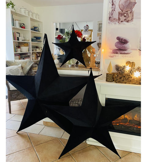 XMAS Stern schwarz Samt zur Wahl 3 Größen