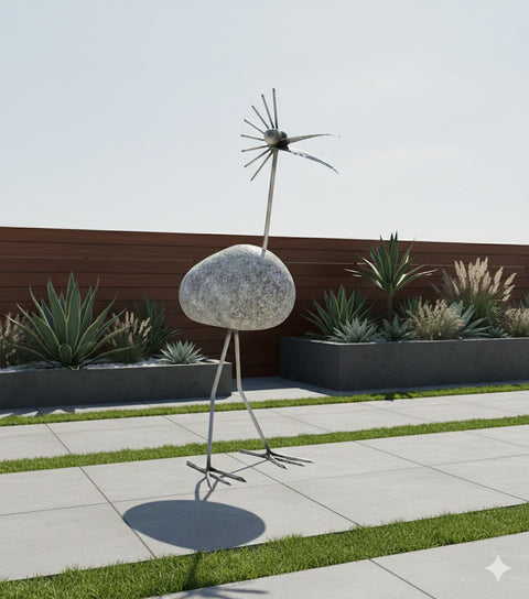 Steinvogel SV 100 ca. 45cm hoch aus Granit und Edelstahl