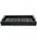 Tablett aus Holz mit Metallgriffen in schwarz ca. 45x20,5x8,5 cm