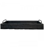 Tablett aus Holz mit Metallgriffen in schwarz ca. 45x20,5x8,5 cm