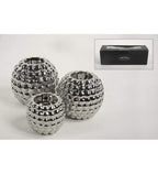 Teelichthalter 3er Set Keramik Silber – Wabendesign