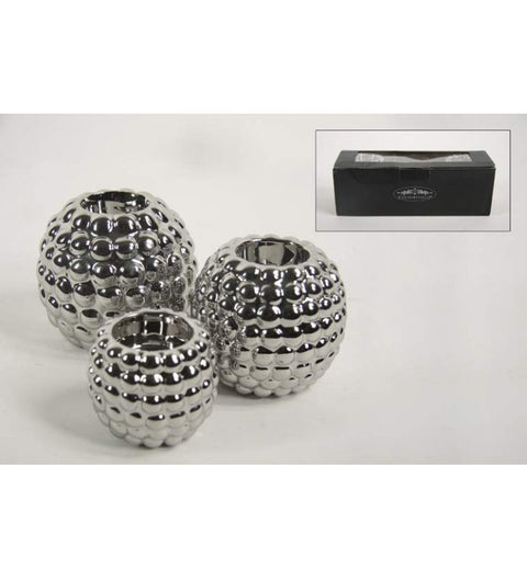 Teelichthalter 3-er Set  ca. 10cm 9cm und 6,5cm im Durchmesser silberfarben