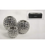 Teelichthalter 3er Set Keramik Silber – Wabendesign