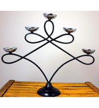 Teelichthalter Metall 40 cm x 47 cm – 5-flammig Schwarz/Silber