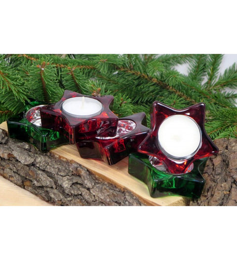 Teelichthalter Stern zur Wahl rot oder grün ca. 7,5cm