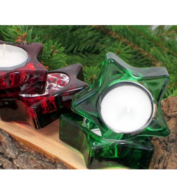 Teelichthalter Stern zur Wahl rot oder grün ca. 7,5cm