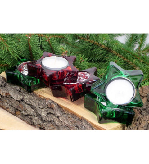 Teelichthalter Stern zur Wahl rot oder grün ca. 7,5cm