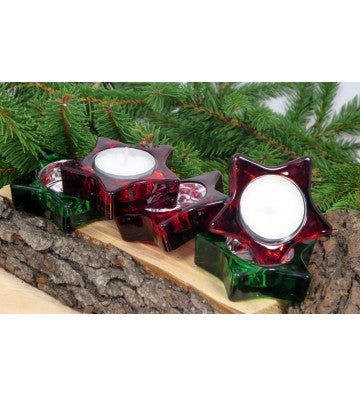 Teelichthalter Stern zur Wahl rot oder grün ca. 7,5cm