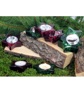 Teelichthalter Stern zur Wahl rot oder grün ca. 7,5cm