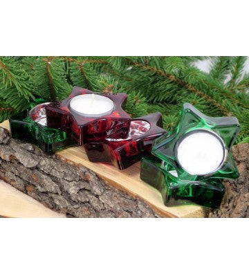 Teelichthalter Stern zur Wahl rot oder grün ca. 7,5cm