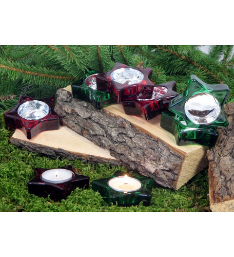 Teelichthalter Stern zur Wahl rot oder grün ca. 7,5cm