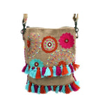 Umhängetasche Jute Boho Flower Power 25x30 cm