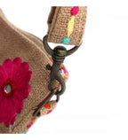 Umhängetasche Jute Boho Flower Power 25x30 cm