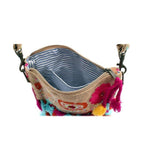 Umhängetasche Jute Boho Flower Power 25x30 cm