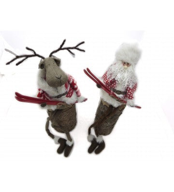 XMAS Santa oder Rudi mit Ski zur Wahl. Figur sitzend ca. 70x30cm