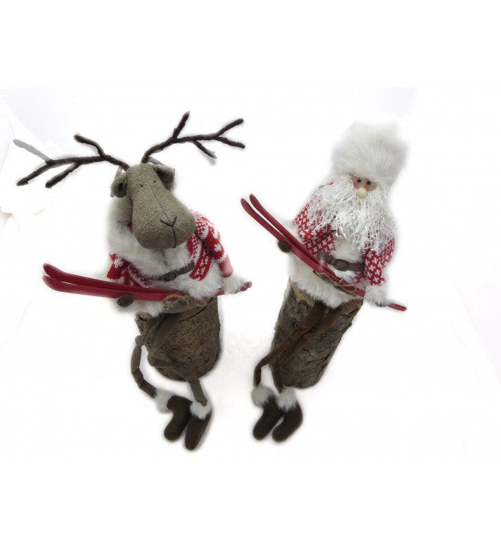 XMAS Santa oder Rudi mit Ski zur Wahl. Figur sitzend ca. 70x30cm