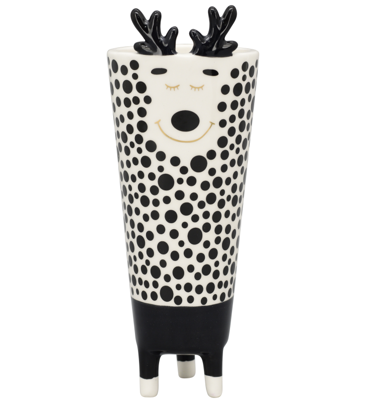 Vase XOXO Keramik schwarz/weiß/goldfarben ca. 22,5 cm