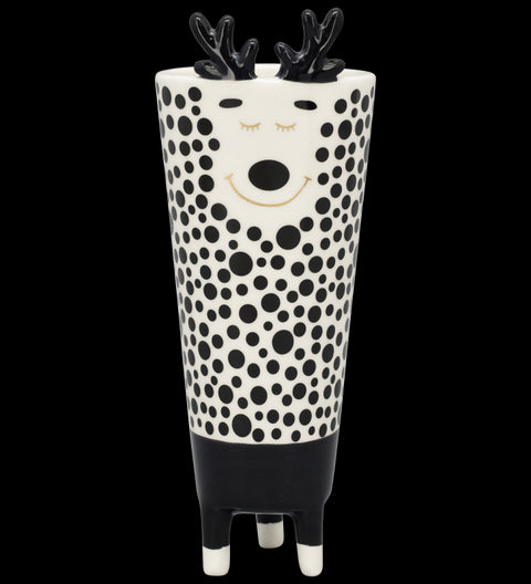 Vase XOXO Keramik schwarz/weiß/goldf. ca. 22,5 cm