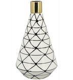 Vase XOXO Keramik ca. 26 cm hoch weiß, schwarz und gold