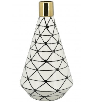 Vase XOXO Keramik ca. 26 cm hoch weiß, schwarz und gold
