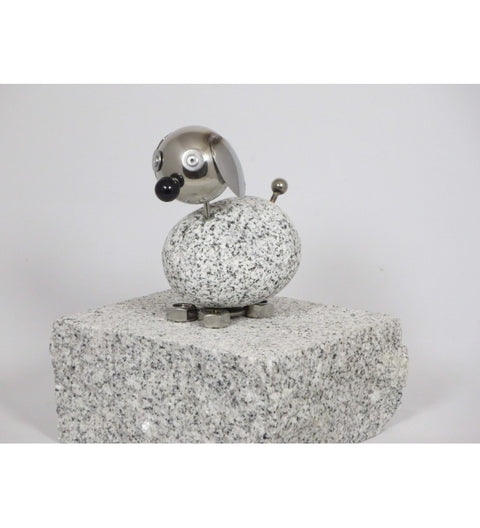 Wackelkopfhund ca. 14cm hoch aus Granit und Edelstahl