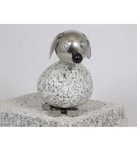 Wackelkopfhund ca. 14cm hoch aus Granit und Edelstahl