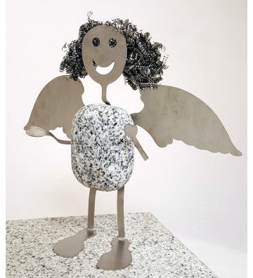 Engel aus Granit & Edelstahl 20 cm – Deko Schutzengel Geschenkidee