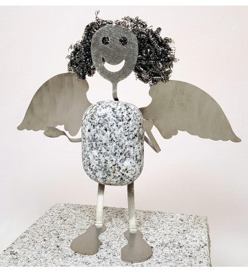 Engel aus Granit & Edelstahl 20 cm – Deko Schutzengel Geschenkidee