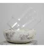 Windlicht „Filano“ Beton-Optik creme antik 17 cm – Glas Einsatz
