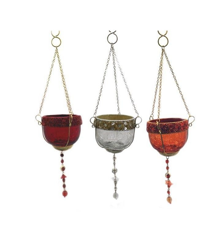 Orientalisches Windlicht Glas 33 cm zur Wahl Weiß, Orange oder Rot