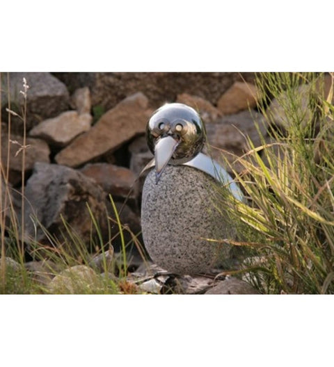 Pinguin XL ca. 45cm hoch aus Granit und Edelstahl Original Gebrüder Lomprich