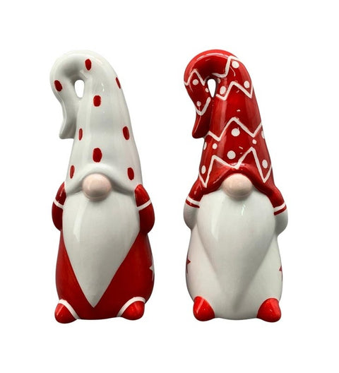 XMAS 2-er SET Santa Chrissie, rot/weiß, Dolomite, je ca. 5,5x5,5x15 cm