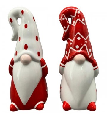 XMAS 2-er SET Santa Chrissie, rot/weiß, Dolomite, je ca. 5,5x5,5x15 cm