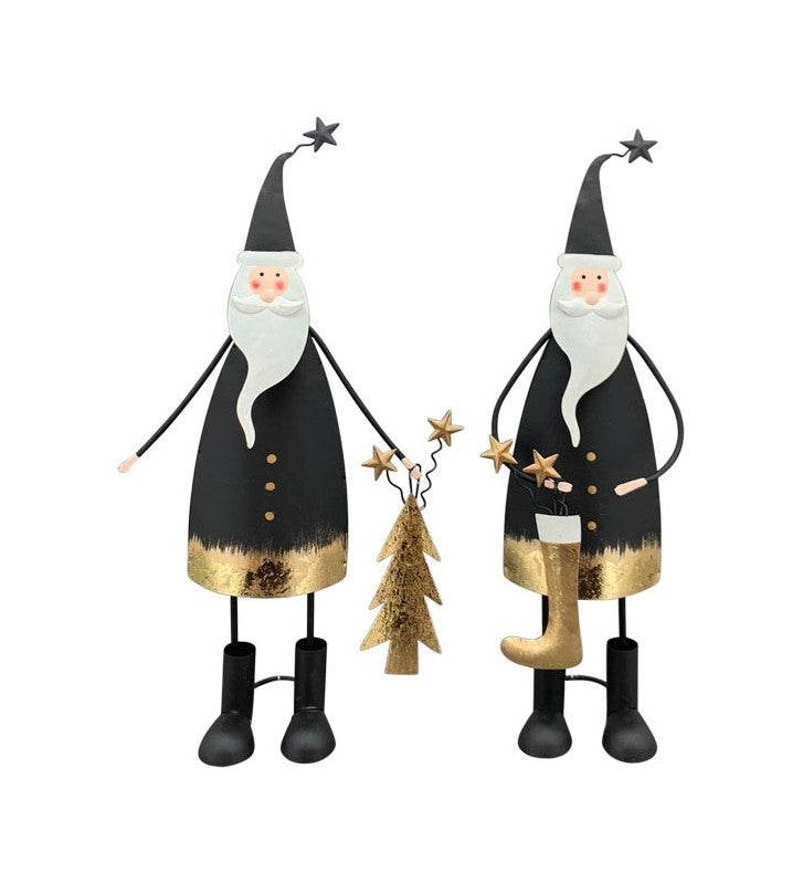 XMAS Santa 2-er Set Dekofigur aus Metall, ca. 6,5x8,5x22,5 cm