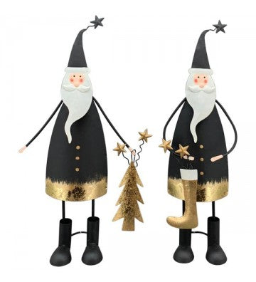 XMAS Santa 2-er Set Dekofigur aus Metall, ca. 6,5x8,5x22,5 cm