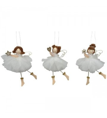 Engelanhänger 3-er SET mit 3 verschiedenen Engeln aus Polyester/Stoff, 17 cm