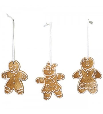 XMAS 3-er SET Lebkuchenanhänger Gingerbread, ca. 9,3x0,5x7 cm