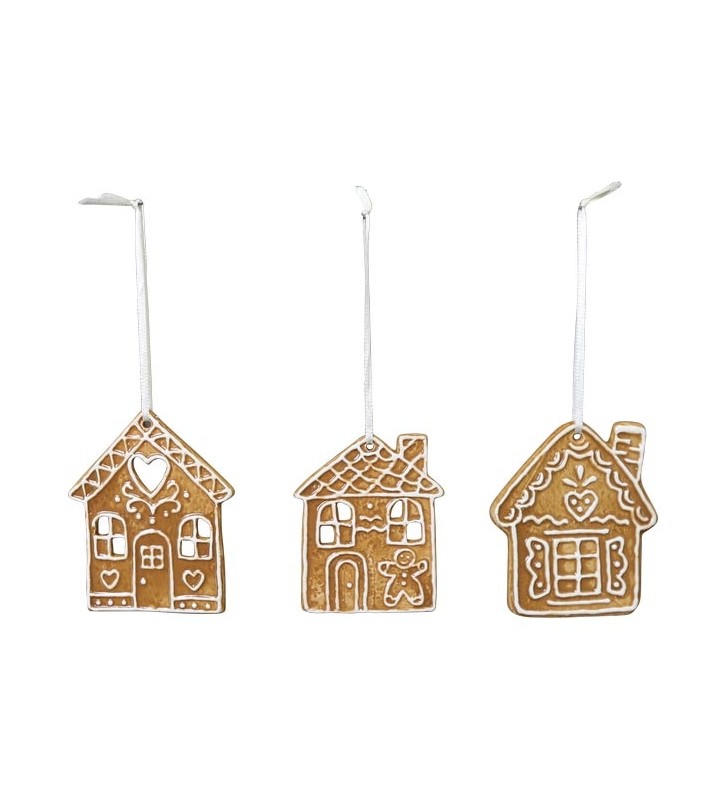XMAS Lebkuchenanhänger 3-er SET Gingerbread, Dolomite, ca. 10,2x2x6 cm